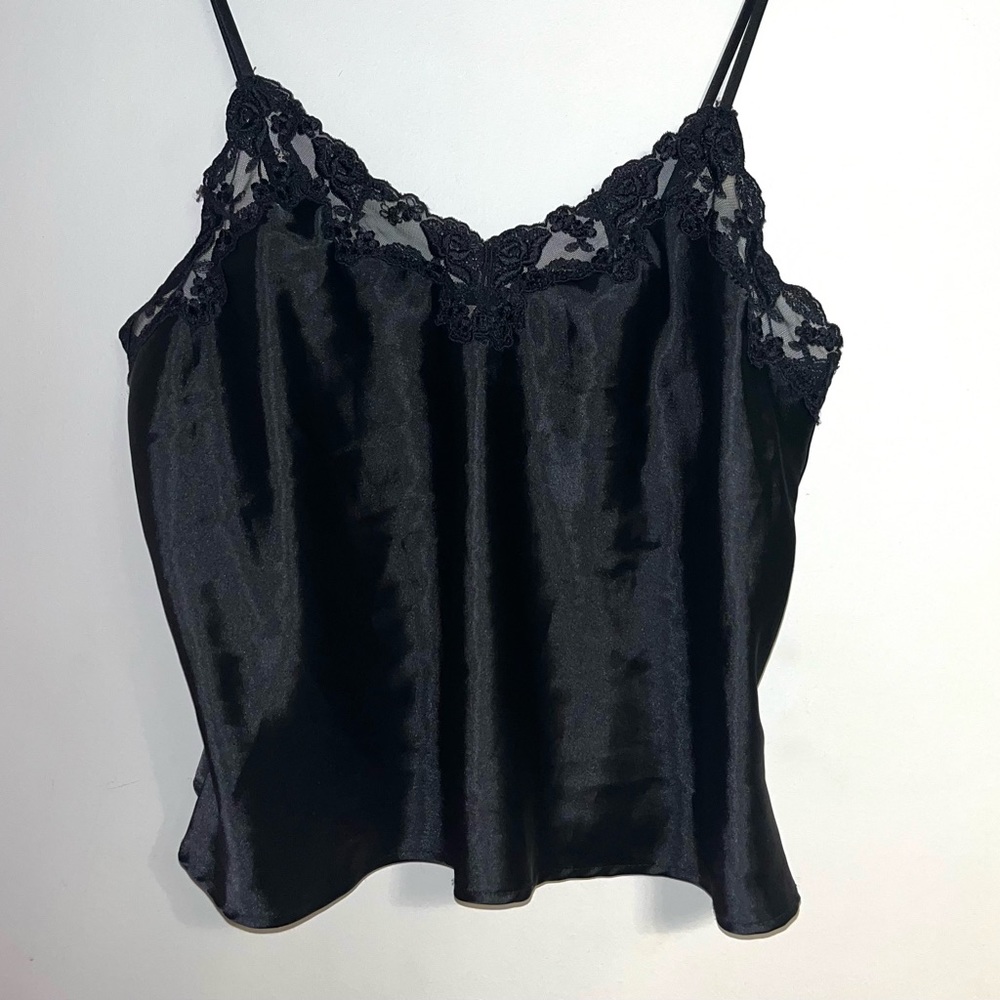 Victorias Secret Black Silk Lace Cami